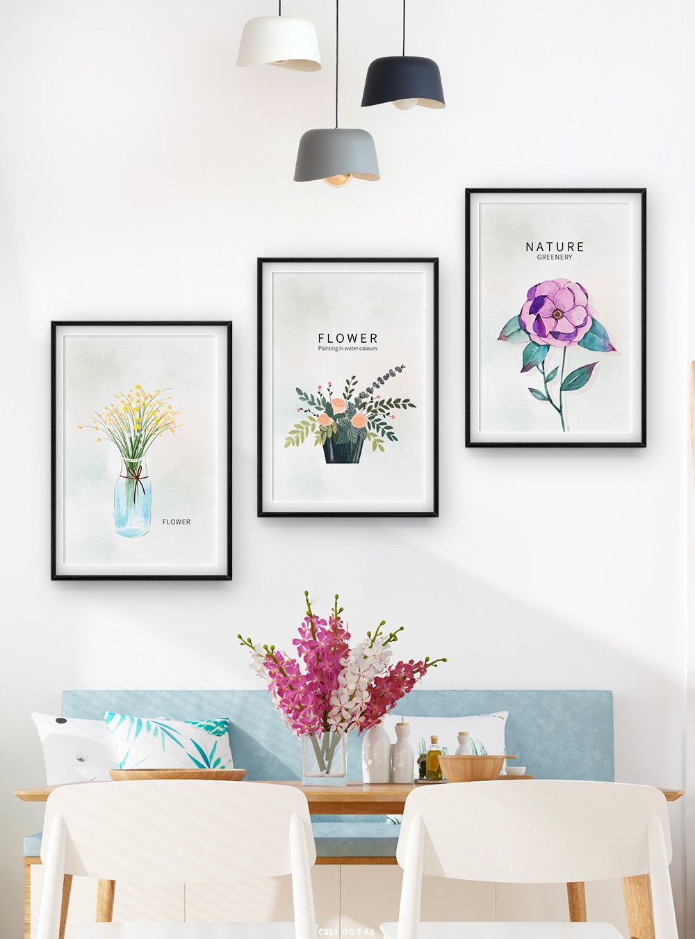 Hoa lá tranh vẽ CHL3-002-KG